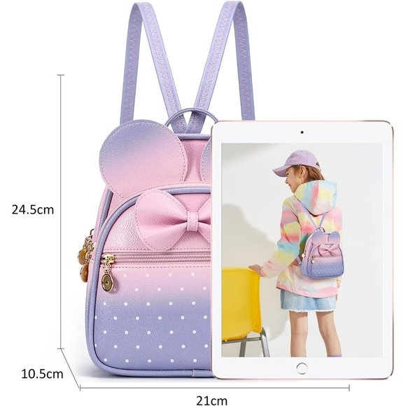 Bowknot Polka Dot Mini Backpack And Convertible Shoulder Bag Purse for Women - Picture 2 of 7